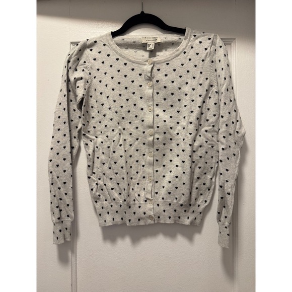 Atmosphere Sweaters - Atmosphere Womens Gray Heart Print Button Front Cardigan Sweater Size 6 Small‎